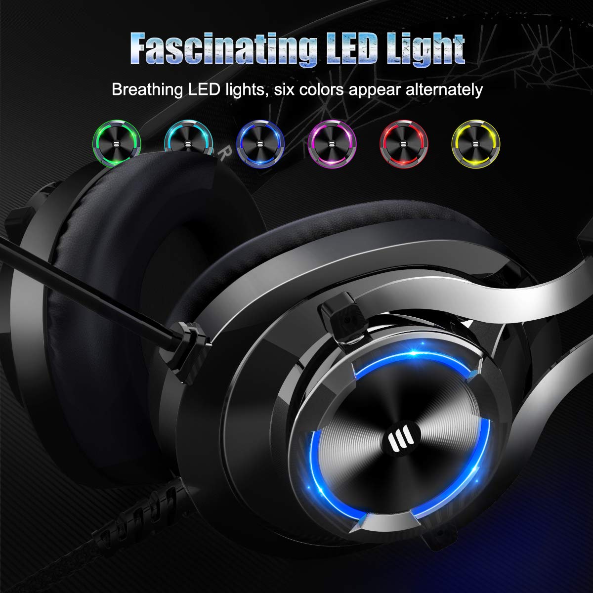 EKSA E3000 Stereo Gaming Headset Over Ear Wired Gamer Headphone 3.5mm Double Jack Headphones With Microphone For PC PS4
