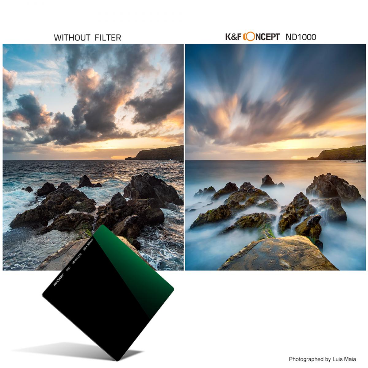 K&F Concept Nano-X ND1000 Square Filter 10-Stop 100X100mm Waterproof Anti Scratch Anti Reflection for Camera DSLR Mirrorless