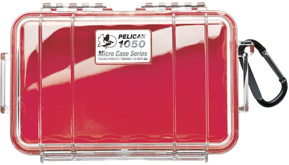 Pelican 1050 Clear Micro Case Waterproof Shockproof Dustproof Hard Casing with Automatic Pressure Purge Valve for Phones, MP3 Player, Small Electronics (4 Colors Available)
