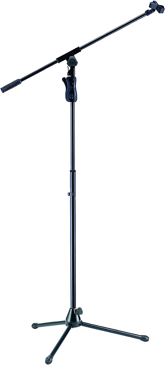Hercules Tripod Boom Microphone Stand with Quick-N-EZ Height Adjustment, EZ Grip Mic Clip and Retainer (MS631B)