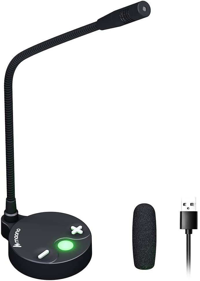 Maono AU-GM10 GM10 Metal USB Cardioid Condenser Gooseneck Desktop Microphone with Volume Control and Led Indicator for Podcasting, Conferences, Interviews, Meetings