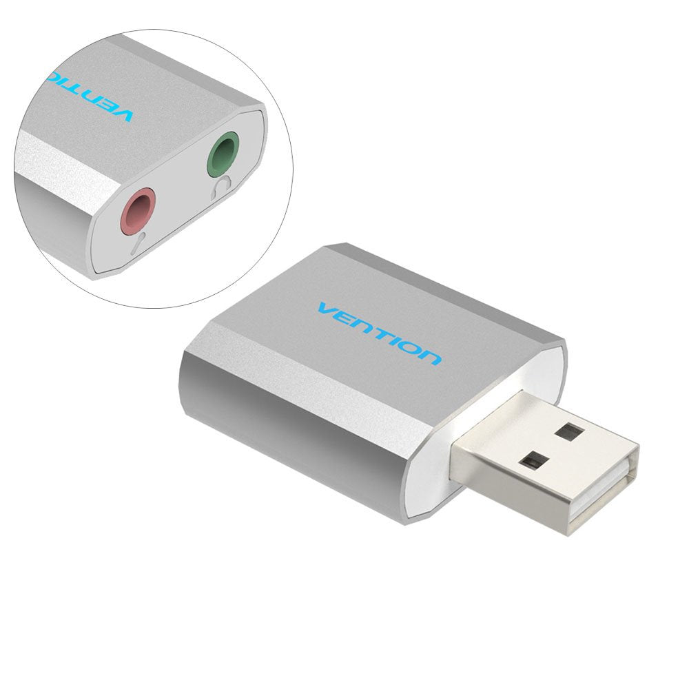 Vention USB 2.0 A Male to 3.5mm Male Nickel Plated (VAB-S13) Audio Converter for Laptops, PC, Earphones, Headphones
