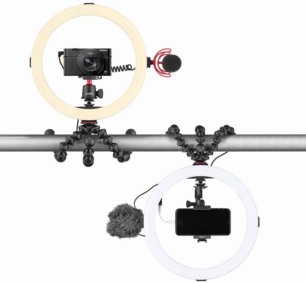 Joby 12" Beamo Ring Light with up to 5600k Color Temperature and 10 Brightness Settings with In-line Remote Control Perfect for Vlogging, Makeup Tutorial, Photo and Video Lighting