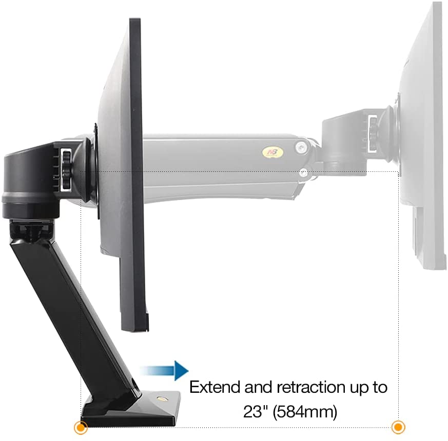 NB North Bayou NB45 24"- 42" with 15Kg Max Payload Heavy Duty VESA Monitor Desk Mount Stand and Gas Strut Full Motion Swivel Arm for Large Screen LCD LED TV Television