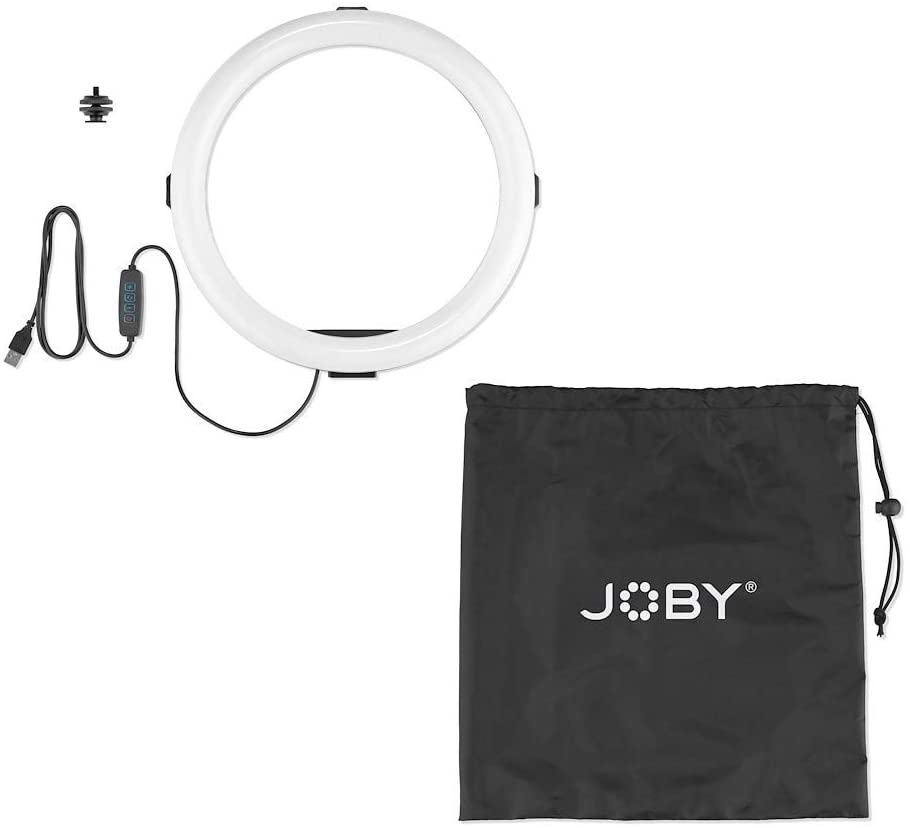 Joby 12" Beamo Ring Light with up to 5600k Color Temperature and 10 Brightness Settings with In-line Remote Control Perfect for Vlogging, Makeup Tutorial, Photo and Video Lighting