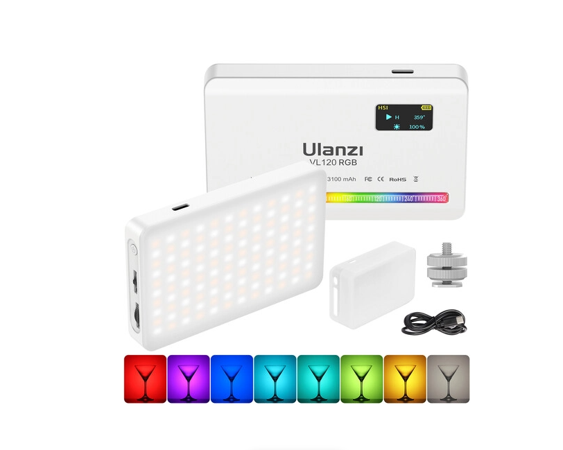 Ulanzi VL120 RGB LED Video Light with up to 9000k Color Temperature and 20 Lighting Effects for Photography and Video Lighting (White)