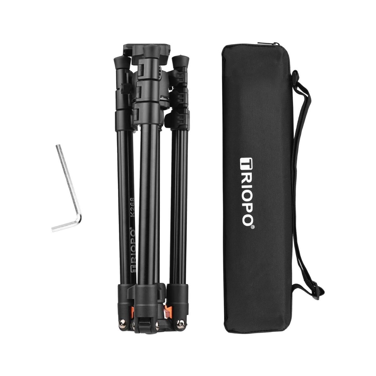 Triopo K268 Portable Camera Tripod Stand with 10kg Load Capacity, 360 Degree Panoramic Ball Head, 2-Angle Adjustment