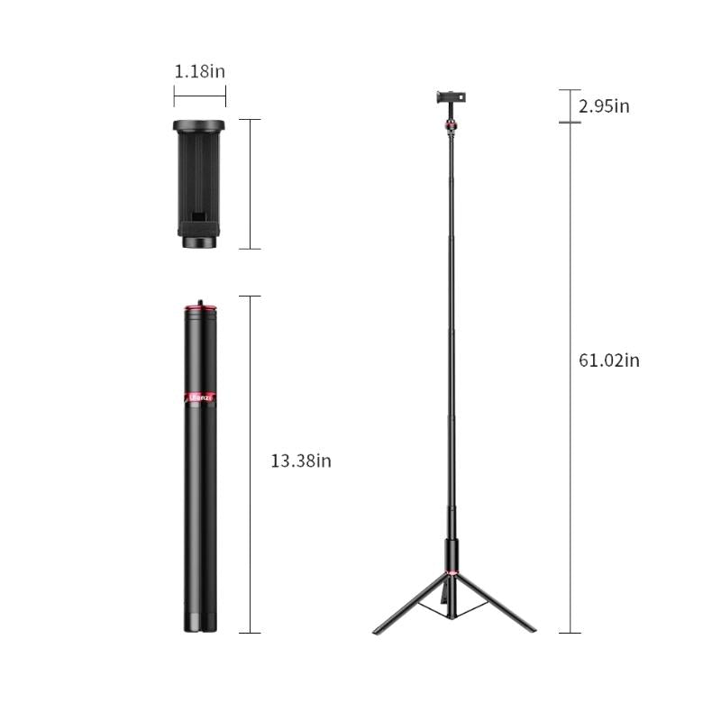 Ulanzi MT-54 Portable Metal Tripod Light Stand with Smartphone Holder, 61" Maximum Length, Non-slip Silicone Pad | 3025