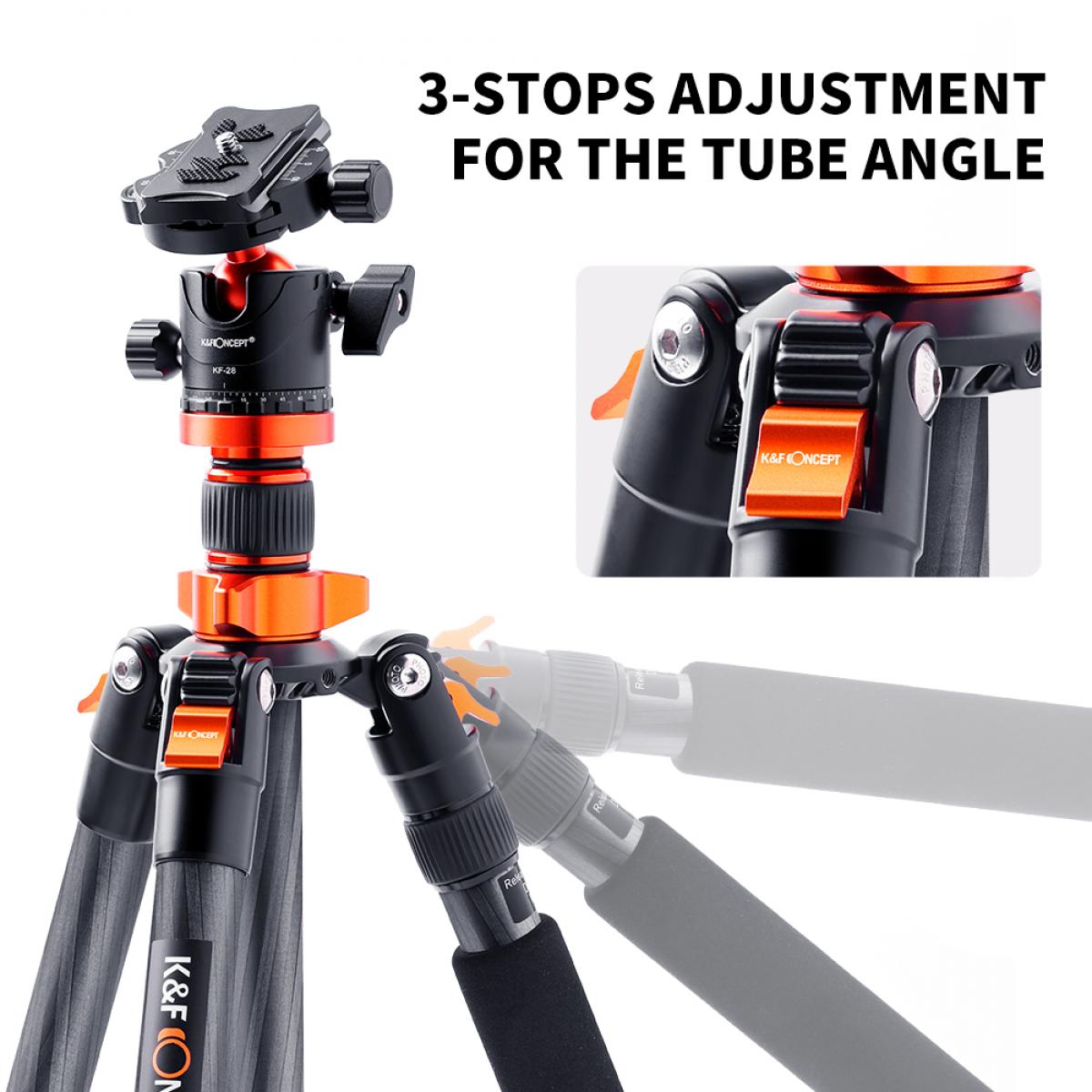 K&F Concept KF09-093V2 Carbon Fiber Professional Tripod with 360 Degree Ball Head