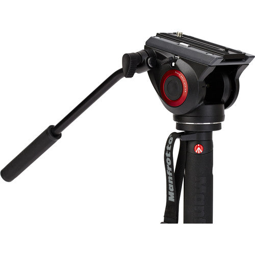 Manfrotto MVMXPRO500 XPRO 4 Section Video Monopod w Fluid Head & Fluidtech Base for Videographer, Filmmakers