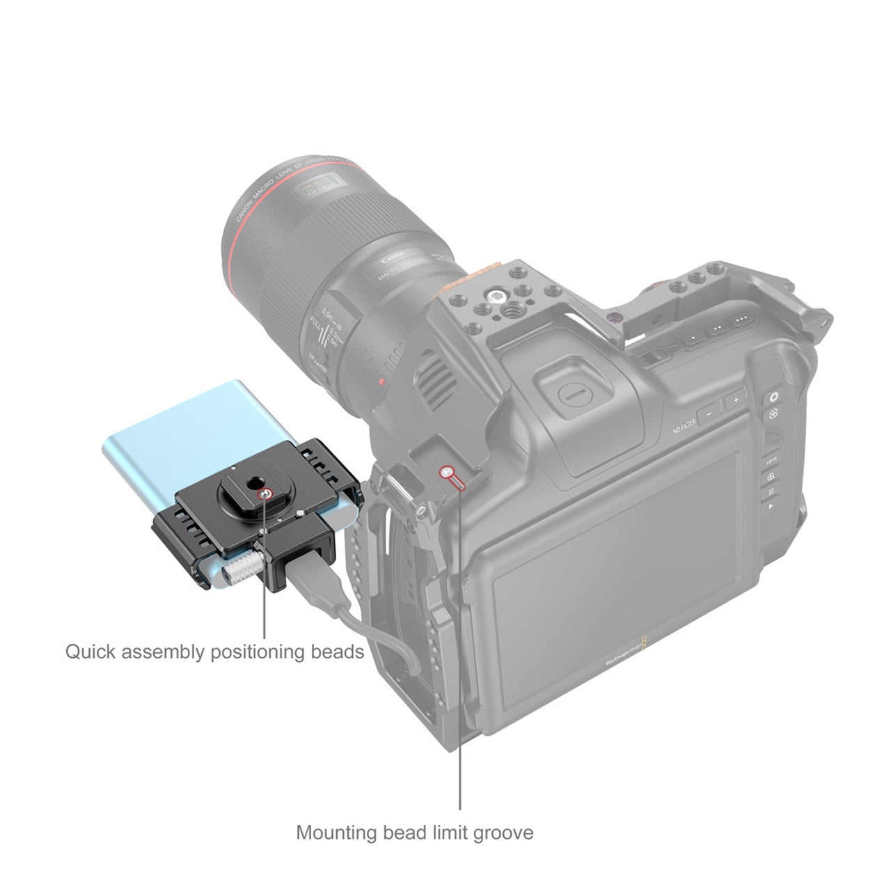 SmallRig T5/T7 SSD Mount for BMPCC 6K PRO Cage Bracket Holder with Spring Loaded Clamp 3272