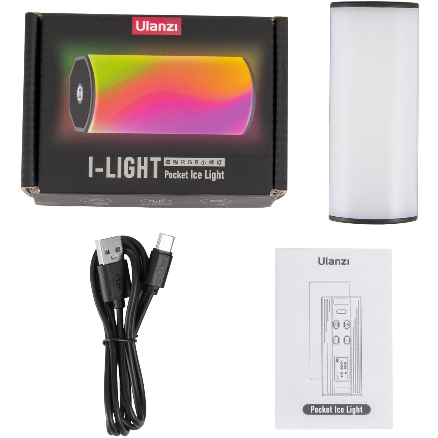 Ulanzi i-Light Mini Magnetic RGB LED Video Light 2500K-9000K Color Temperature 2000mAh Rechargeable with 20 Lighting Effects for Photography Studio Vlog