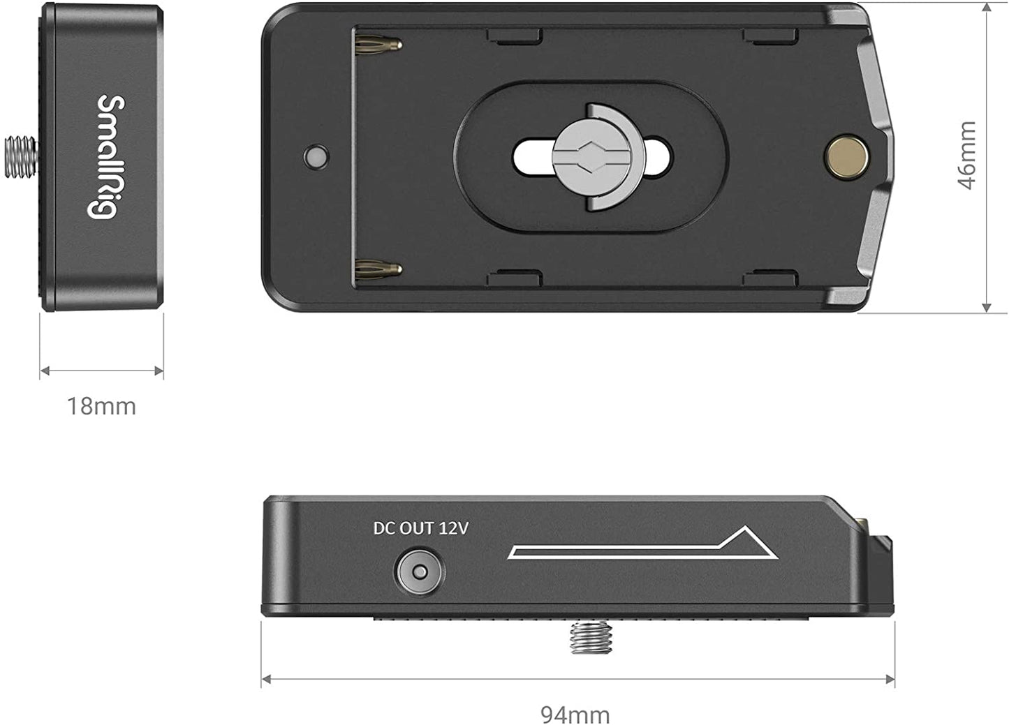 SMALLRIG 3018 NP-F 12V/7.4 Output Port Battery Adapter Lite Plate with LED Low Battery Indicator for Sony DSLR and Mirrorless Cameras