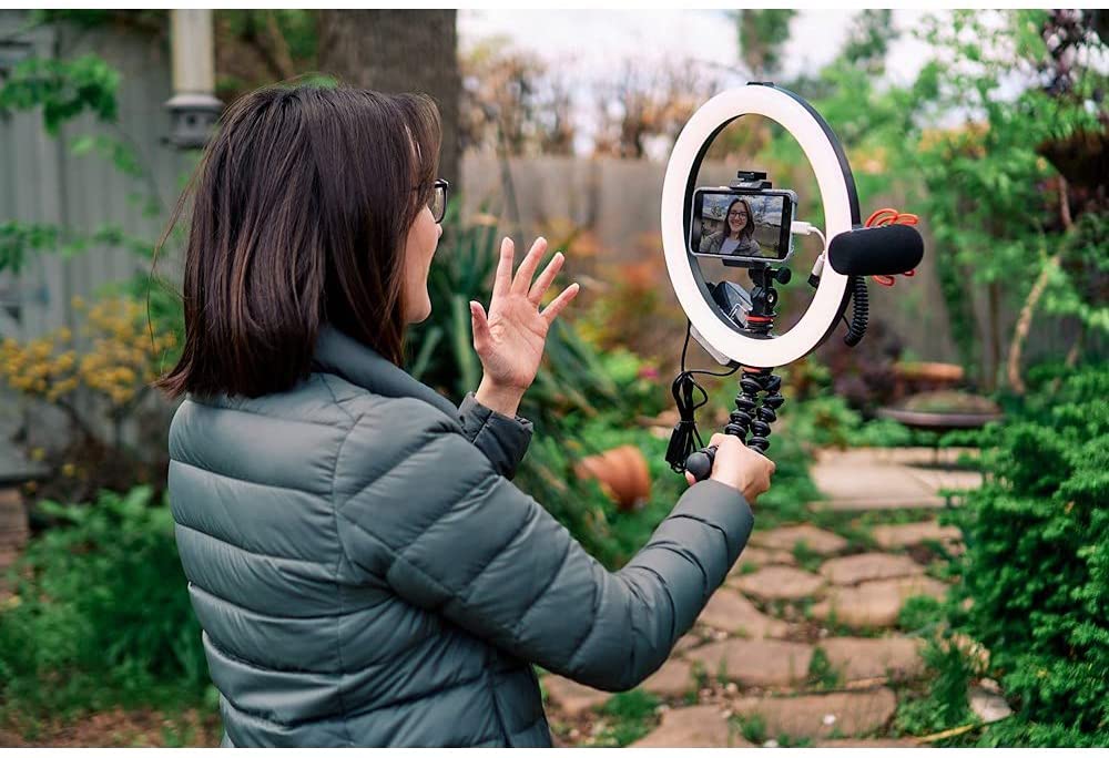 Joby 12" Beamo Ring Light with up to 5600k Color Temperature and 10 Brightness Settings with In-line Remote Control Perfect for Vlogging, Makeup Tutorial, Photo and Video Lighting