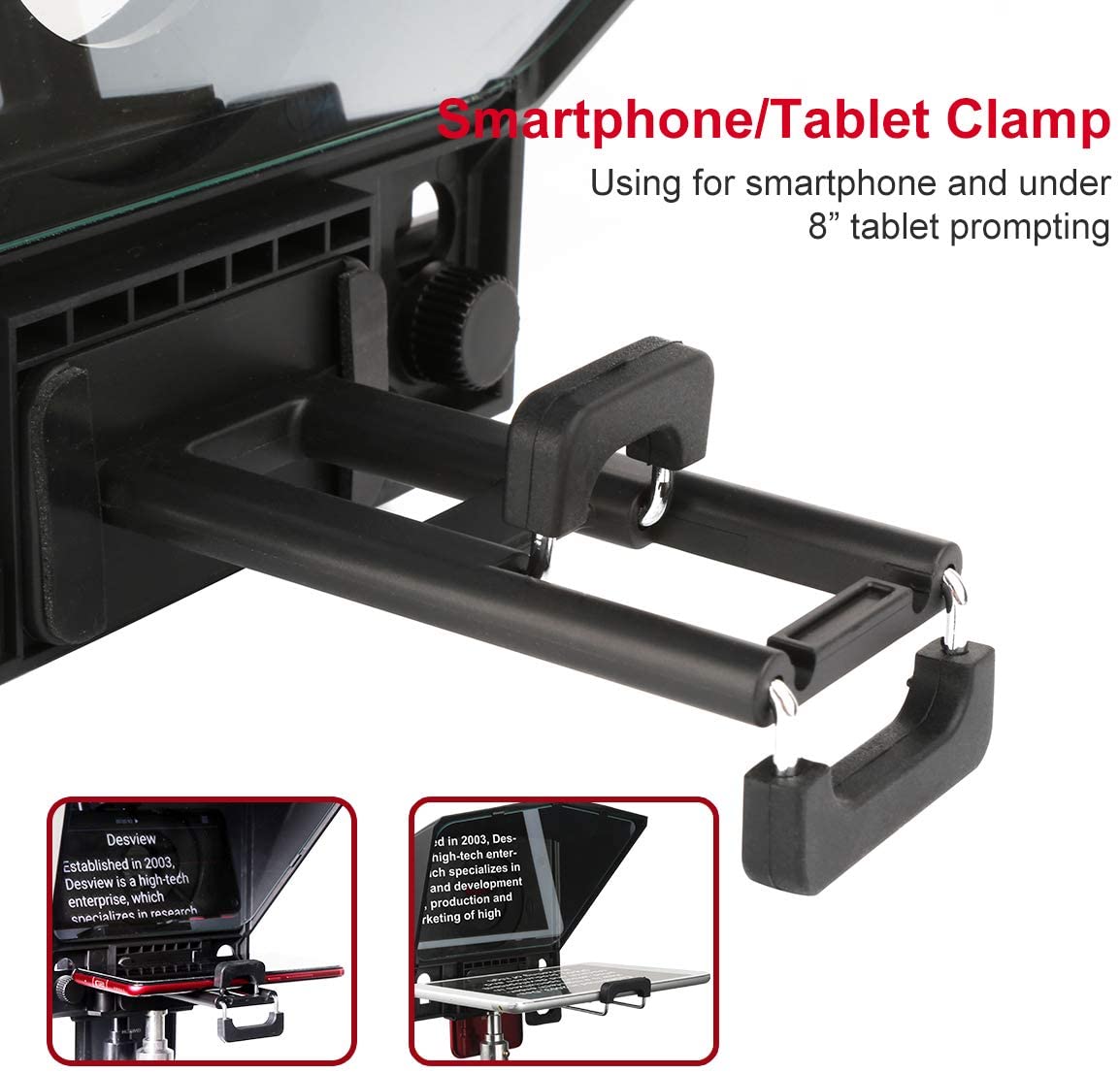 Desview / Bestview T2 8" Universal Teleprompter with Horizontal / Vertical Shooting, Bluetooth Remote Control and Mobile App Support for Smartphone, Tablet, DSLR Camera Portable for Youtube Interview Studio