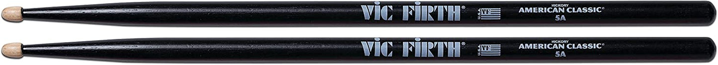 Vic Firth American Classic 5A Hickory Wood Drumsticks (Pair) Drum Sticks for Drums and Percussion (Multiple Styles Available)
