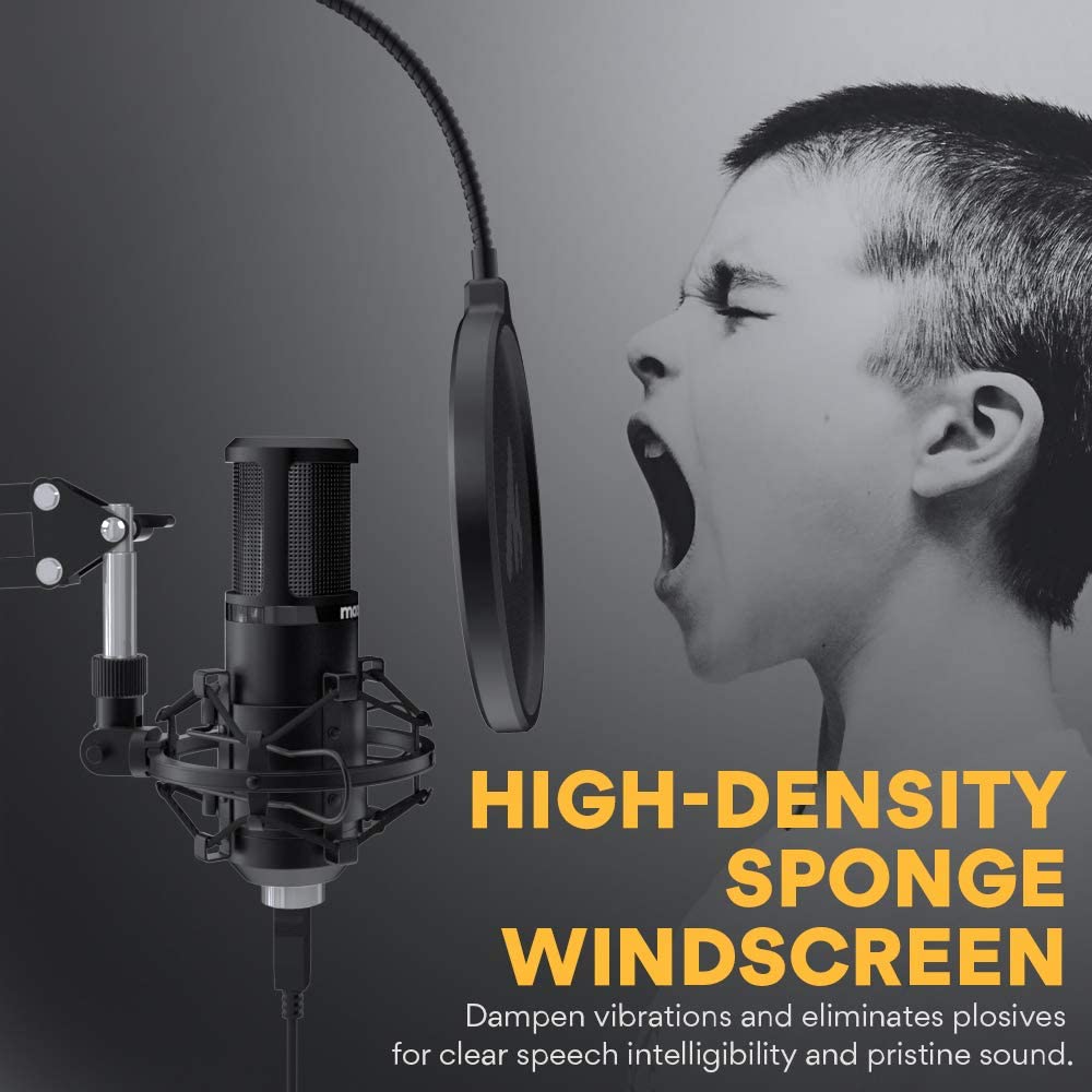 Maono AU-PM420 PM420 Plug and Play Professional USB Cardioid Condenser Microphone Kit with Boom Arm Stand for Podcasting, Recording, Broadcasting, Meetings and Gaming