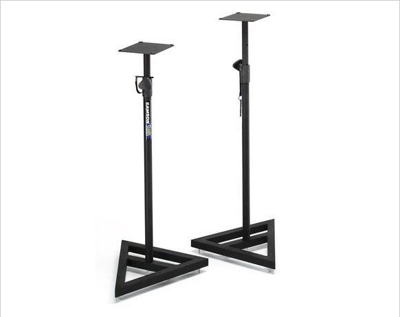 Samson MS200 Studio Monitor Stands with Adjustable Height, Heavy Duty Triangular Metal Base for Recordings and Concerts