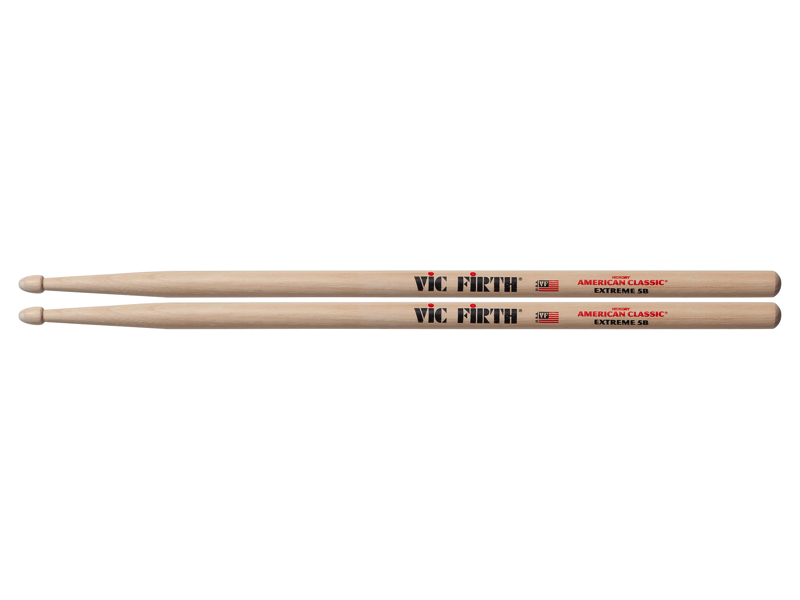Vic Firth American Classic Extreme 5B Hickory Wood Tear Drop Tip Drumsticks (Pair) Drum Sticks for Drums and Percussion (Wood Tips)