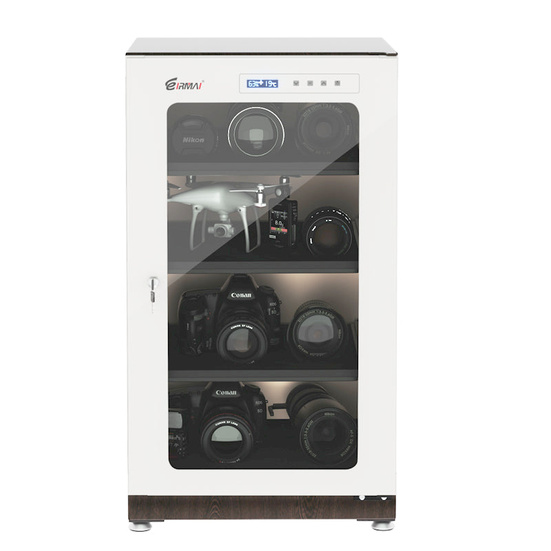 Eirmai 100L Electronic Digital Dry Cabinet Dehumidifying Box with Touch Screen, UV Light and Automatic AI Smart Control - 100 Liters White (MRD-105TDB)