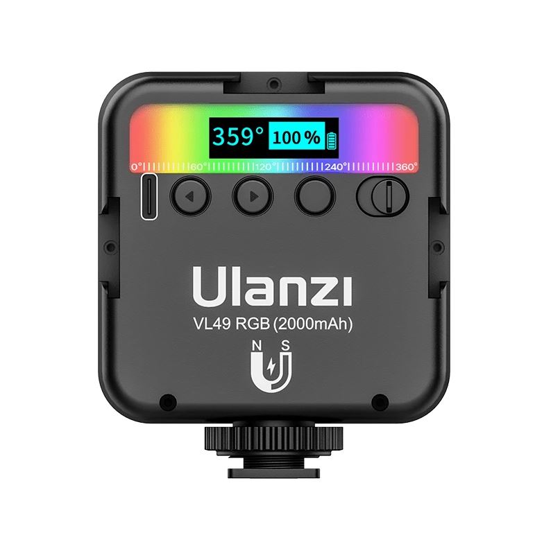 Ulanzi VL49 RGB Pocket LED Video Light 2700K-9000K On Camera Light Mini Pocket Fill Light Photography Lighting Vlog Light
