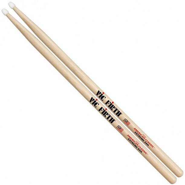 Vic Firth American Classic Extreme 5A Hickory Wood Tear Drop Tip Drumsticks (Pair) Drum Sticks for Drums and Percussion (Wood, Nylon Tips)