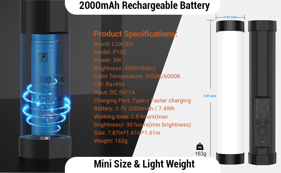 Luxceo P100 Magnetic RGB Video Light with up 6000k Color with Remote Control Temperature