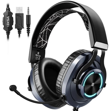 EKSA E3000 Stereo Gaming Headset Over Ear Wired Gamer Headphone 3.5mm Double Jack Headphones With Microphone for PC PS4