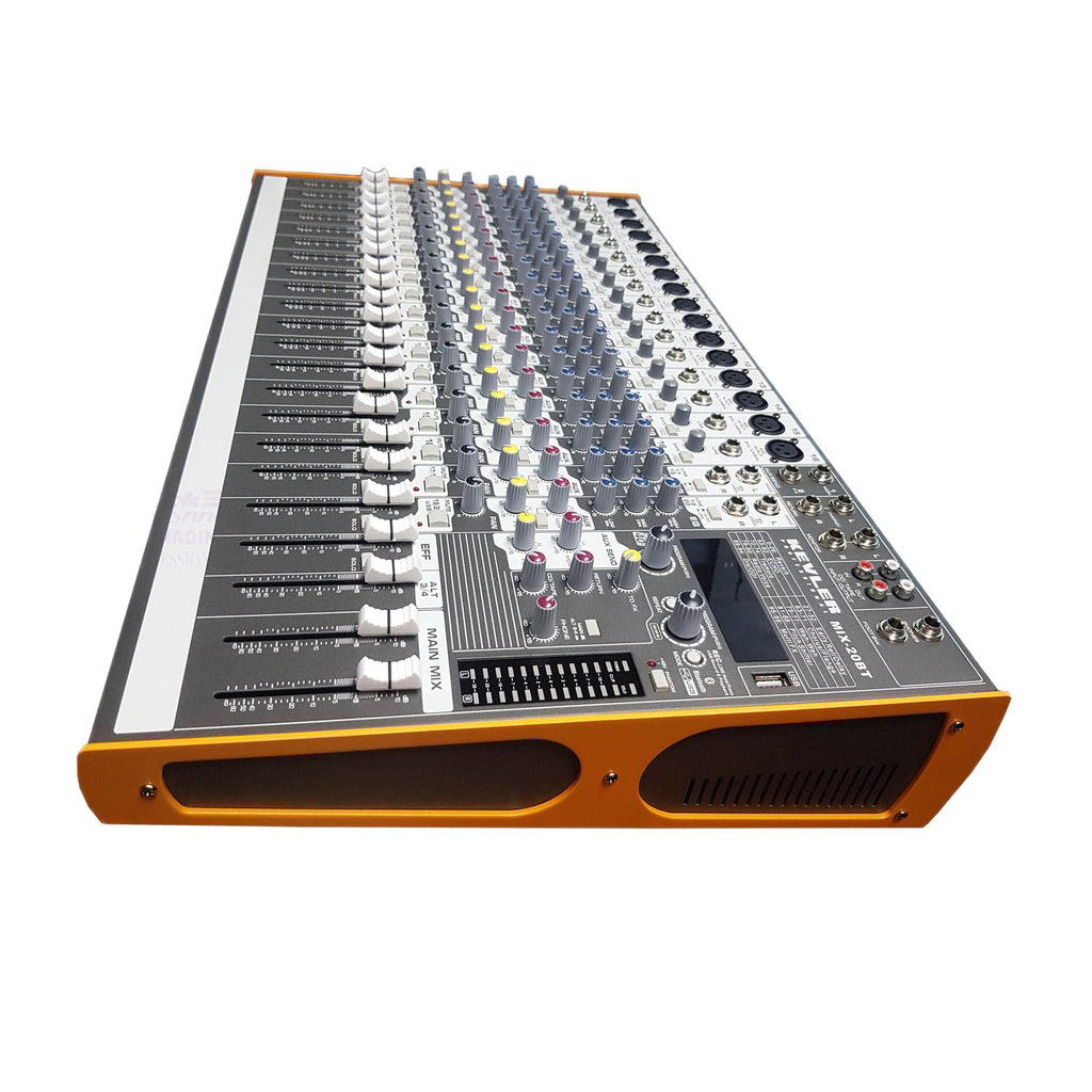 KEVLER MIX-20BT 20-Channel Compact Bluetooth Mixer with 16 Microphone/Line, 2 Stereo Input and 2 AUX Output, 3 Band EQ with USB / MP3 Function and 99 DSP Effects | Mix Series