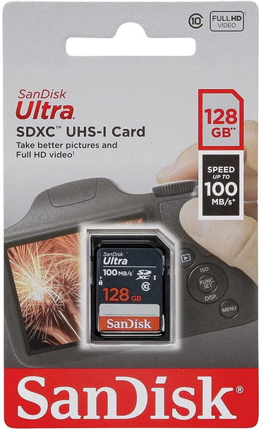 SanDisk Ultra SD Card UHS-I SDXC Class 10, 100MB/s Read and Write Speed (128GB) | SDSDUNR
