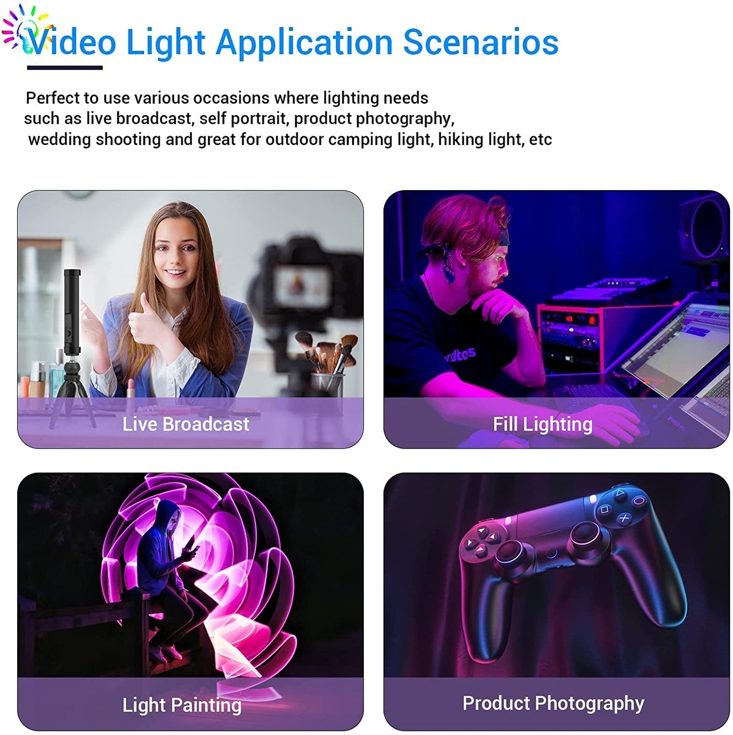 Luxceo P100 Magnetic RGB Video Light with up 6000k Color with Remote Control Temperature