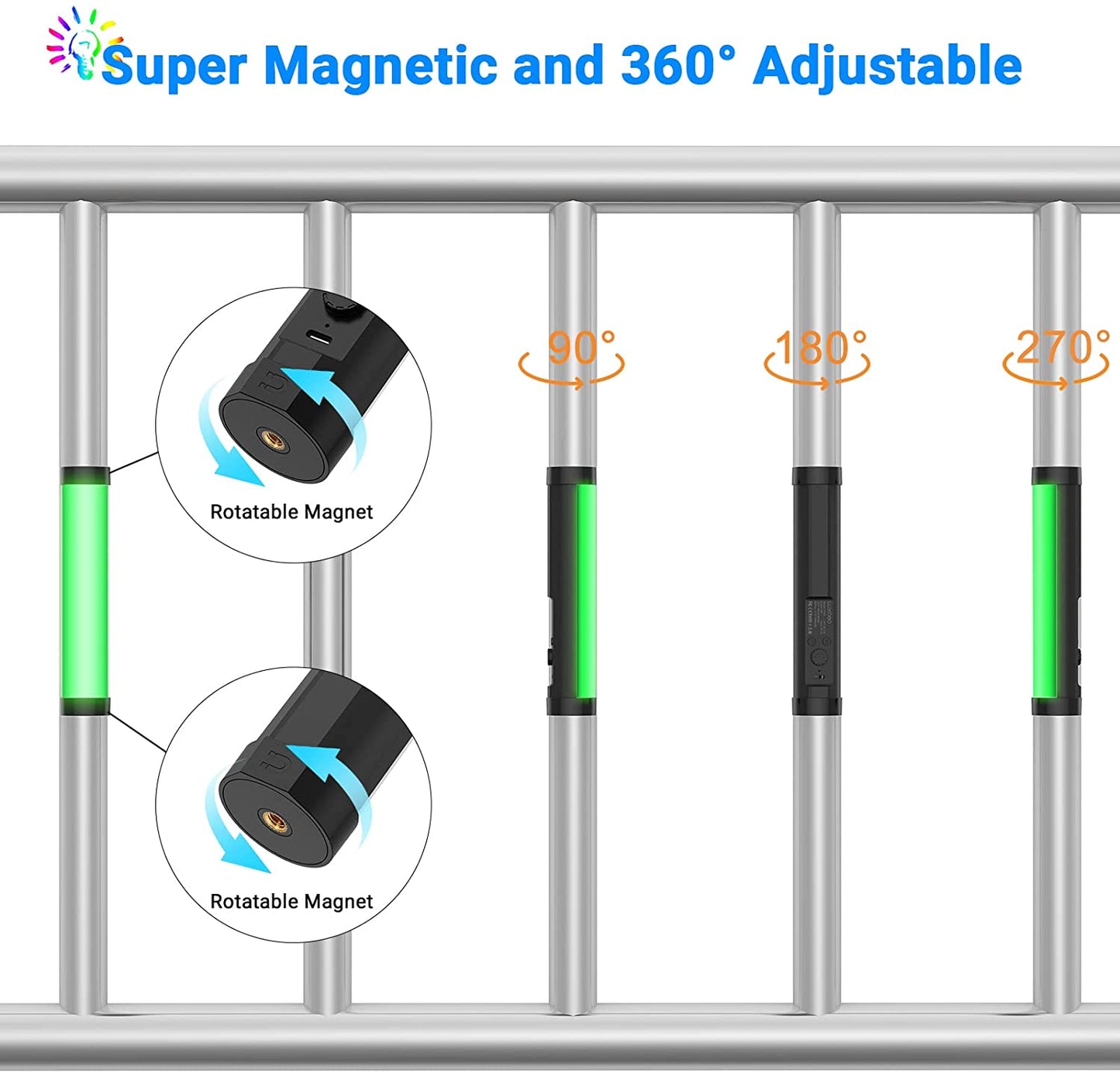 Luxceo P100 Magnetic RGB Video Light with up 6000k Color with Remote Control Temperature