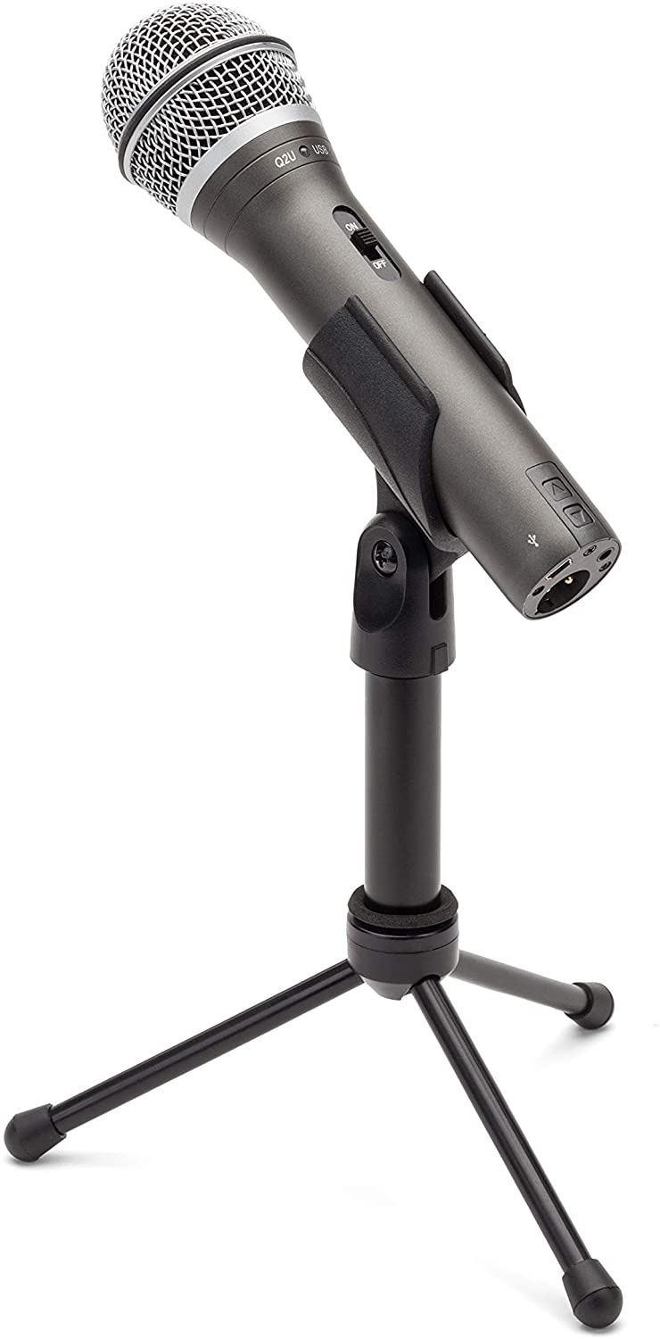 Samson Q2U USB/XLR Dynamic Microphone with Accessories Podcasting Live Sound Music Recording