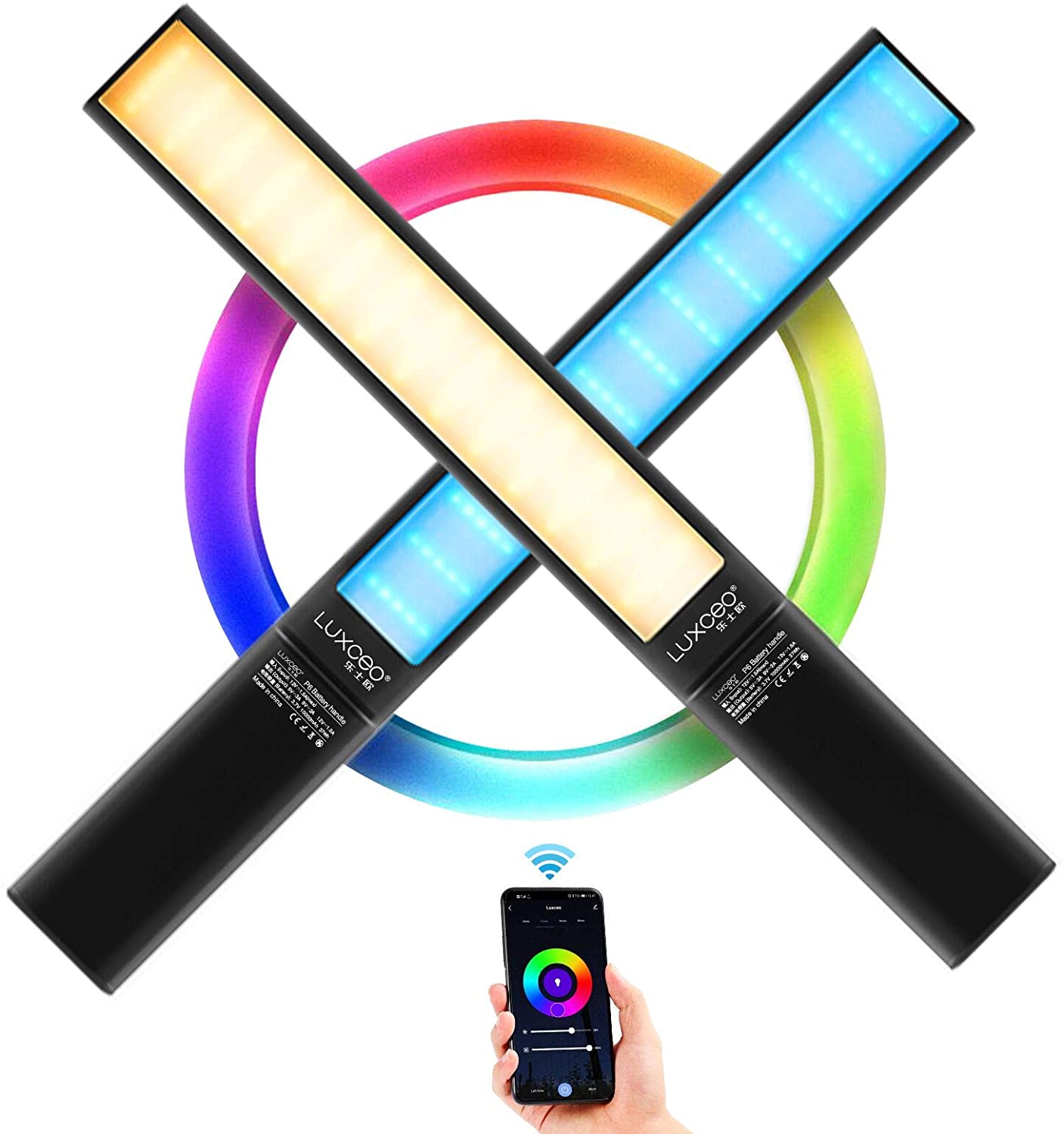 Luxceo P6 RGB LED Video Light Wand with 12 Lightning Control Mode Night Day Photography Photoshoot