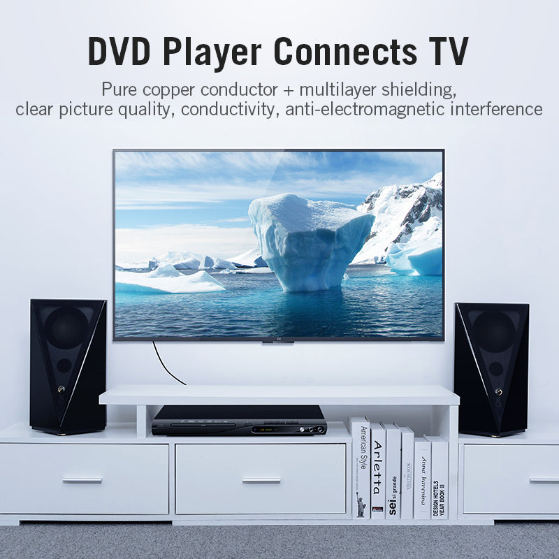 Vention RCA 2M Male to Male Coaxial Audio/Video Cable Gold-plated for Smart TV, Stereo, Amplifier, Blu-ray Machine, DVD Player and Set Top Box (VAB-R09)