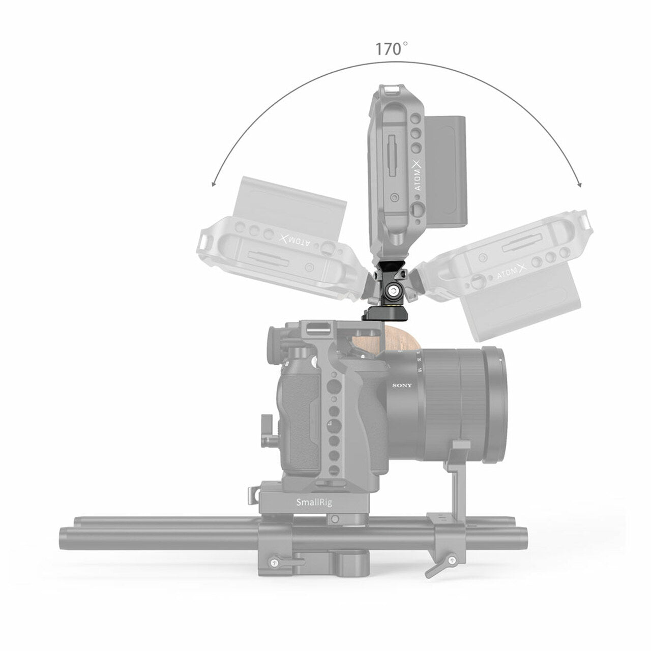 SmallRig Swivel and Tilt Adjustable Monitor Mount with 2 x 1/4"-20 Screws Mount 1.5kg Support Aluminum Construction Rubber Padding 2904B