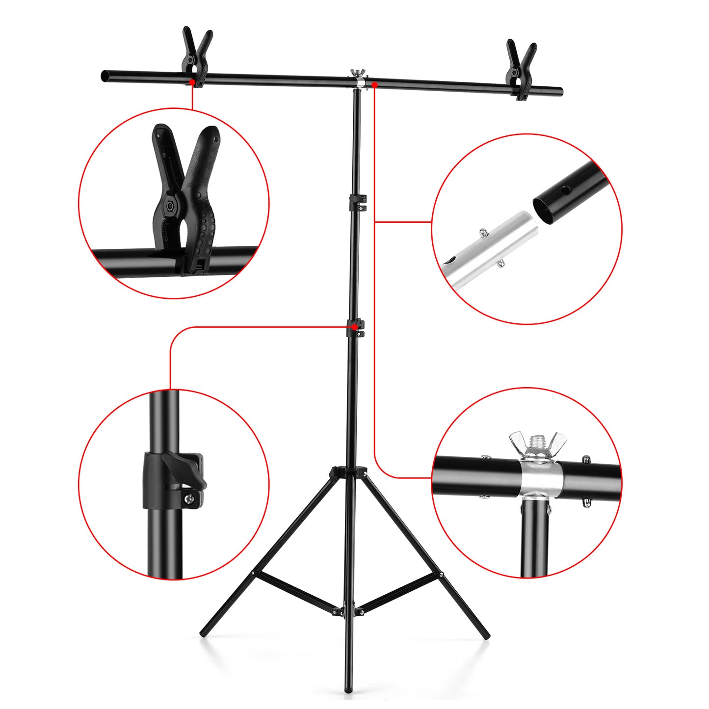 PxeL LS-BD20X20T 6.5 X 6.5Feet T-shaped Backdrop Stand for Studios, Photography, Video Shoots