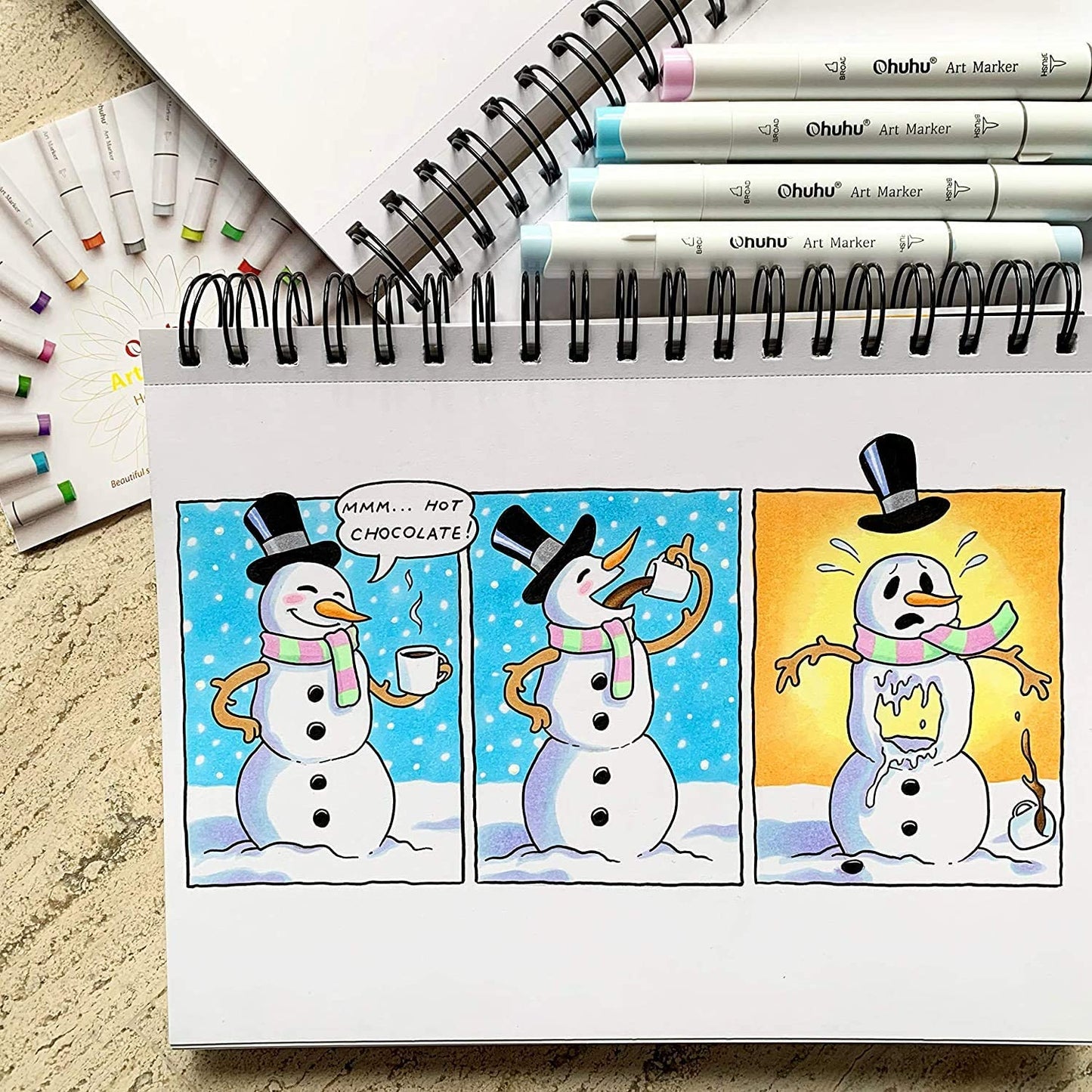 Ohuhu Honolulu Series Alcohol Based 216 Colors plus Colorless Blender Dual Tipped Art Markers for Coloring and Sketching for Kids and Adults (Brush and Chisel) Y30-80401-50