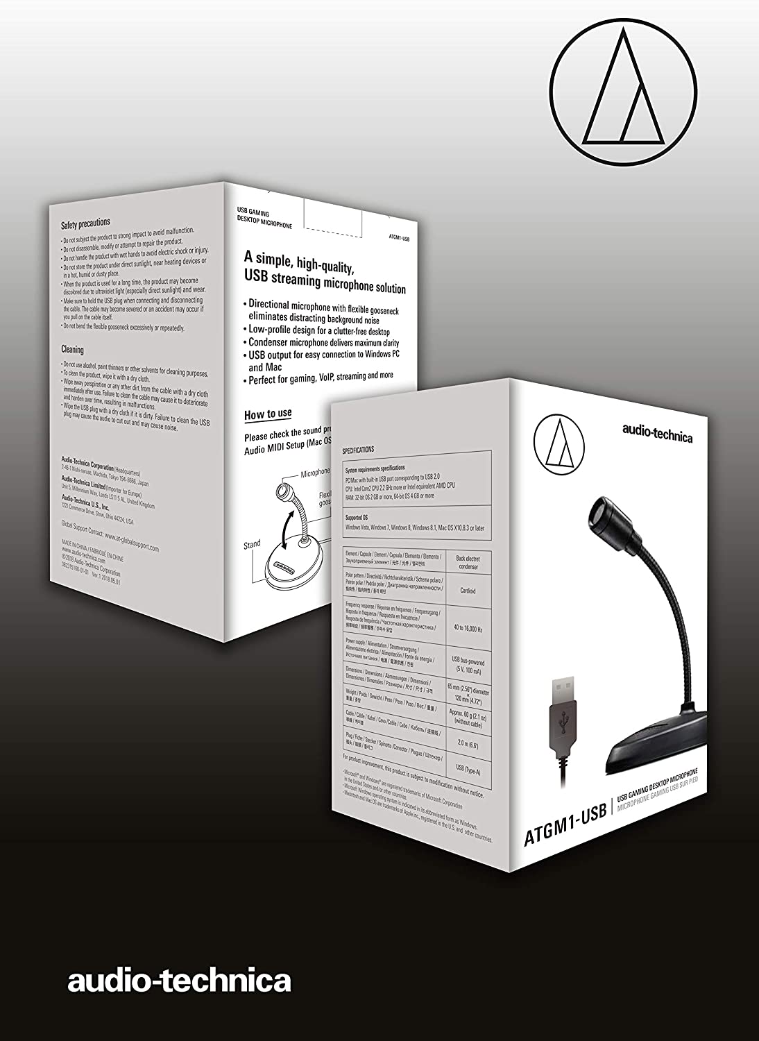 Audio Technica ATGM1 USB Gaming Desktop Condenser Gooseneck Microphone for Recording Podcast Vlog Vlogging Zoom Webinar Livestream Streaming Hosting Online Youtube Content