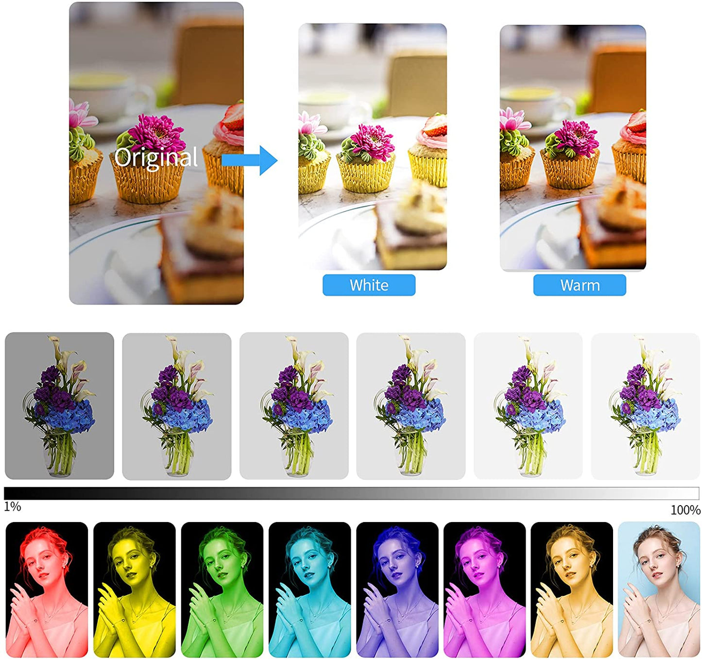 Luxceo P100 Magnetic RGB Video Light with up 6000k Color with Remote Control Temperature