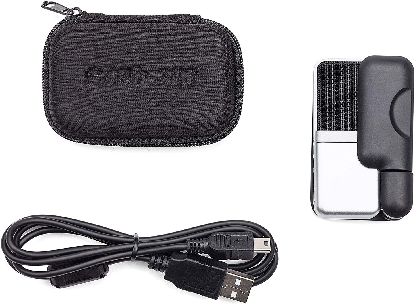 Samson Go Mic Clip-on Portable Dual Condenser Microphone with USB Mini-B and 3.5mm Jack Interface for Music Field Recording & Podcasting | ESAGOMIC