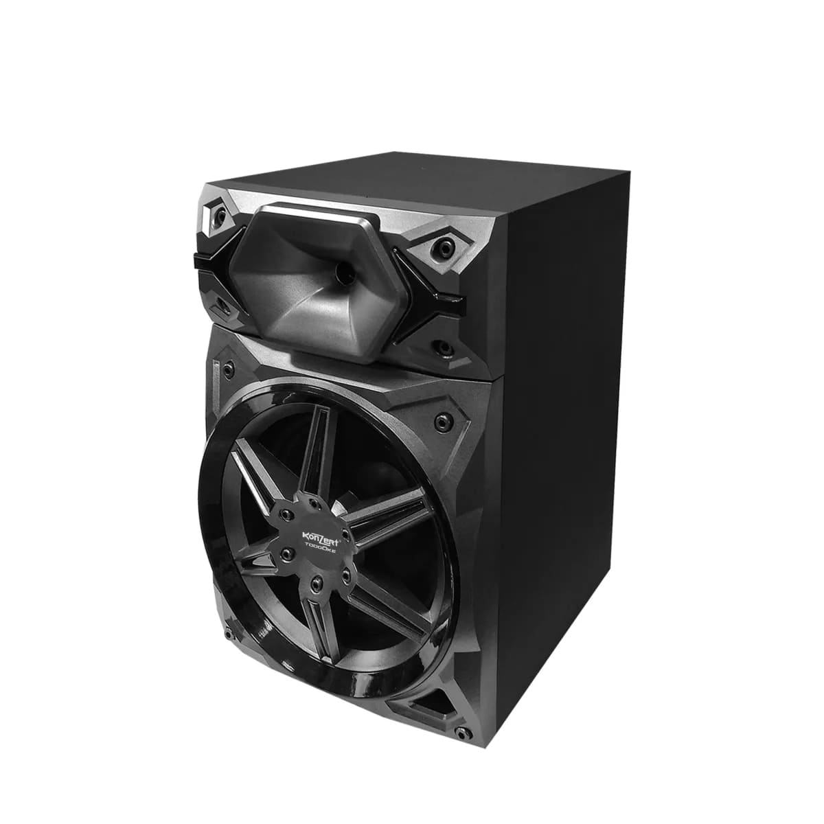 Konzert TodoOke KCS-412 6000W 12" 2-Way Woofer Mini Component Karaoke Speaker System (SET) with 2 Channel Output, Bluetooth, 2 UHF Wireless Mic / USB / SD Card Slot and FM Radio Tuner with RCA and 4 Mic Input and Remote Control
