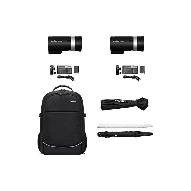 Godox AD300PRO 2-Light Kit 300W Camera Flash Head LED Light with Backpack & Octa Softbox for Photography, Outdoor and Indoor Studio Shoot