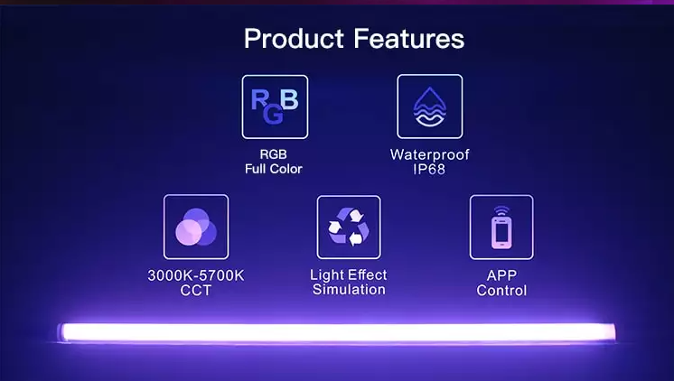 Luxceo P120 RGB Waterproof LED Light Wand 360 Degree Full Color Tube with Bluetooth App Control for Photo Video Studio