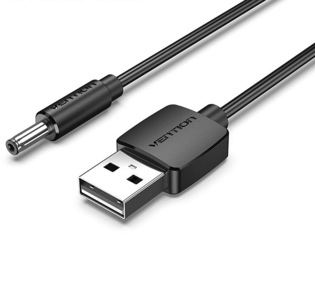 Vention USB Type A to 3.5mm x 1.35mm Barrel Jack with 5V DC Power Cable (0.5M, 1M, 1.5M) (White and Black) | CEXB, CEXW