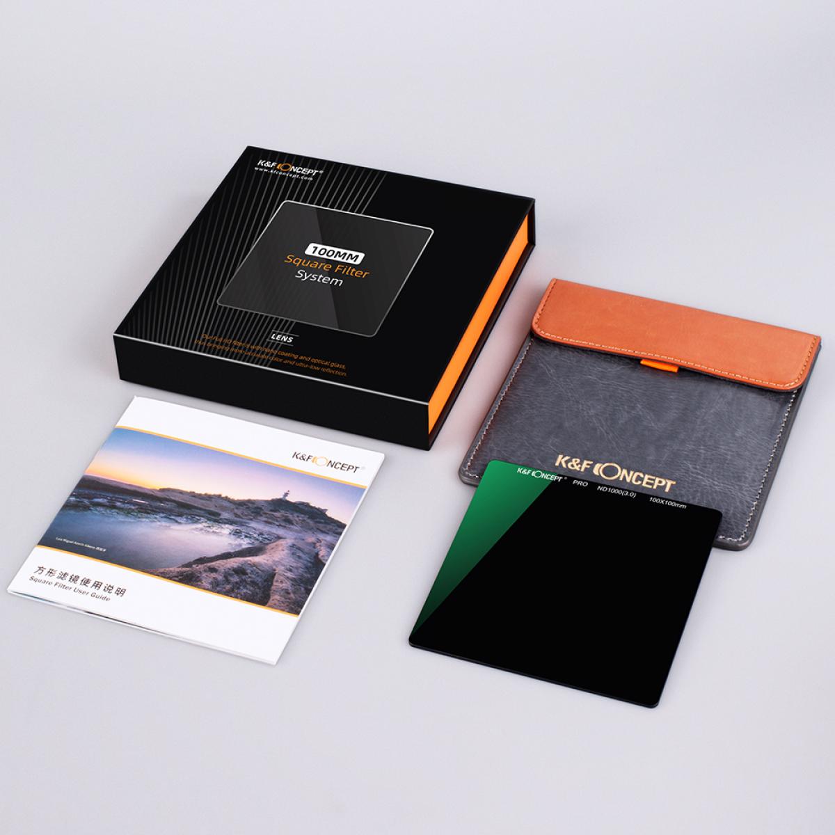 K&F Concept Nano-X ND1000 Square Filter 10-Stop 100X100mm Waterproof Anti Scratch Anti Reflection for Camera DSLR Mirrorless