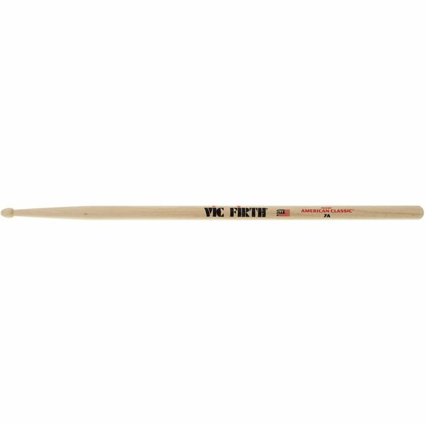 Vic Firth American Classic 7A Hickory Wood Tear Drop Tip Drumsticks (Pair) Drum Sticks for Drums and Percussion (Wood, Nylon Tips)