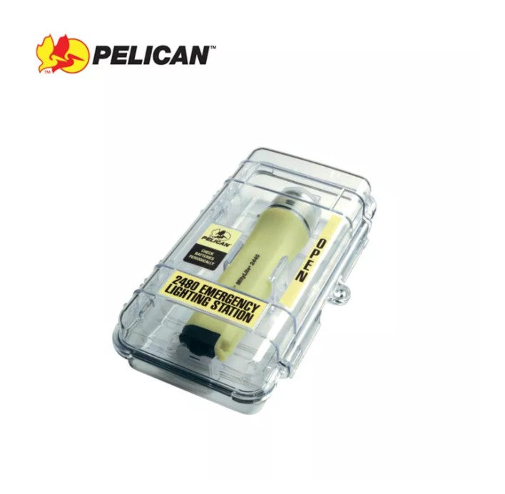 Pelican 2480 Emergency Lighting Station with MityLite Photoluminescent Flashlight LED up to 90 Hours Usage and Glow In The Dark Case 2480ELS