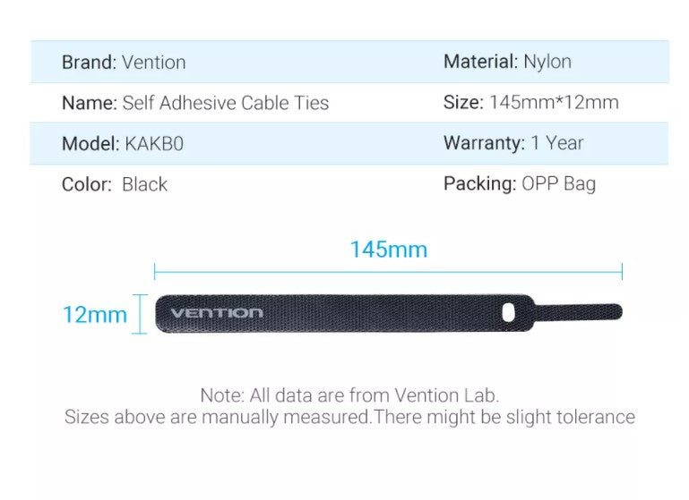 Vention Adjustable Self Adhesive Cable Tie Organizer for Charger, Earphones and USB Cable (KAKBO)