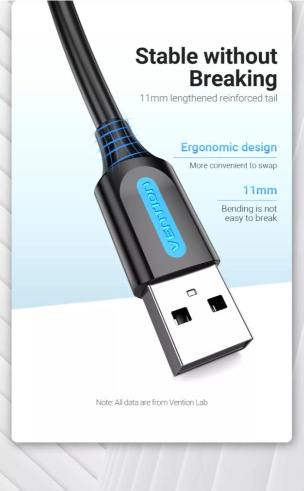 Vention USB 2.0 A Male to Mini-B Male Cable (COM) 480Mbps Black (Available in Different Lenghts)